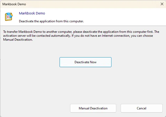 Deactivation confirmation dialog shown to the end user