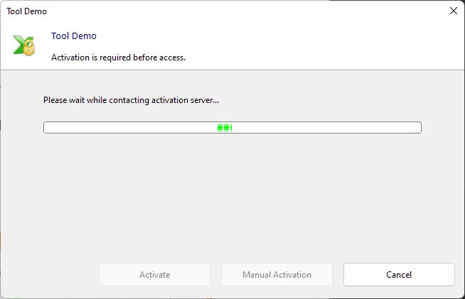 The workbook contacting your activation server during activation