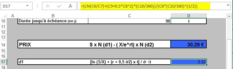 Excel-Bearbeitungsleiste mit der ursprünglich sichtbaren Formel vor dem Schutz