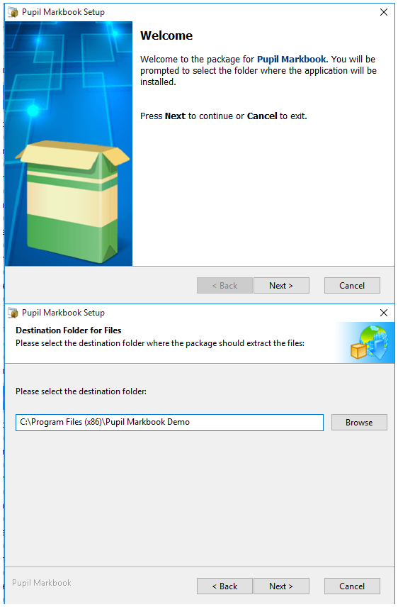 Follow instructions of the installer. After installation, a shortcut to the compiled workbook is created on the desktop.