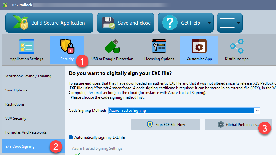 Firma de código EXE en XLS Padlock