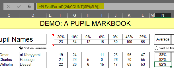 Uma célula do Excel em uma planilha XLS Padlock compilada, com a barra de fórmulas exibindo a chamada protegida =PLEvalFormD no lugar da fórmula original enquanto a planilha continua calculando.