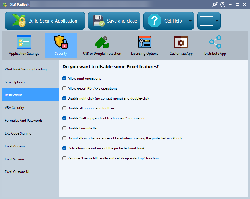 Restrictions in Excel