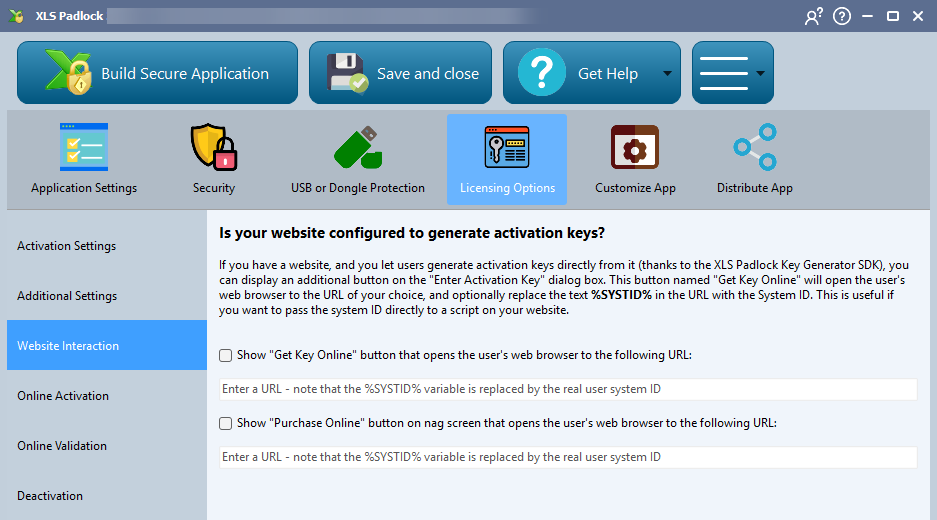 Website Interaction Settings